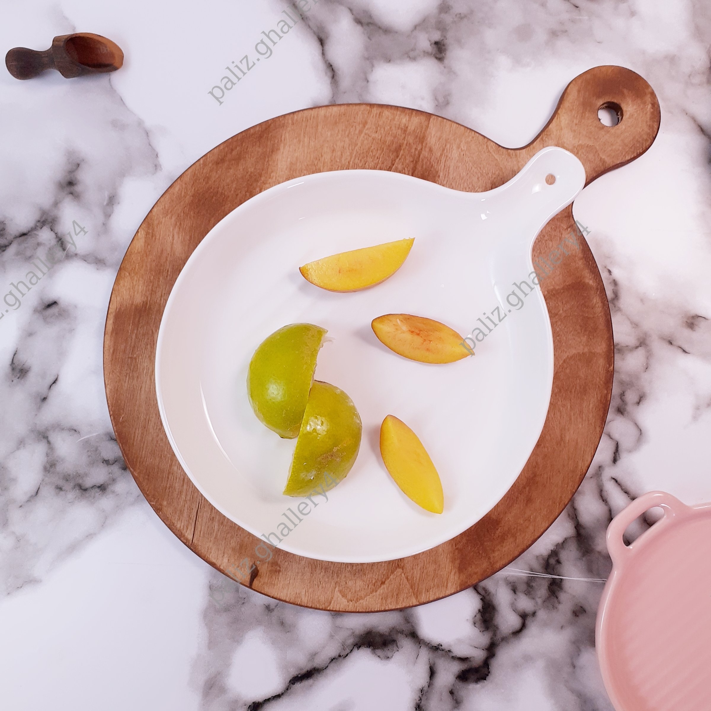 تابه گریل گرد تک دسته سرامیکی ( سفید) قابل استفاده در ماکروفر