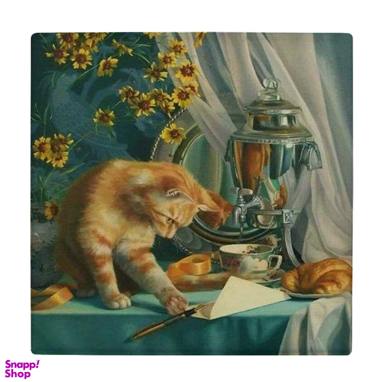 زیر لیوانی طرح گربه و سماور کد 3455217_1288