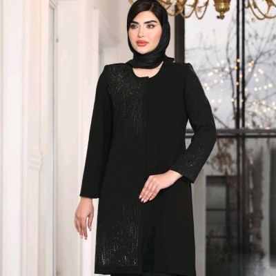 مانتو مجلسی کرپ مدل جت بلک وارداتی گرم بالا سایز بزرک