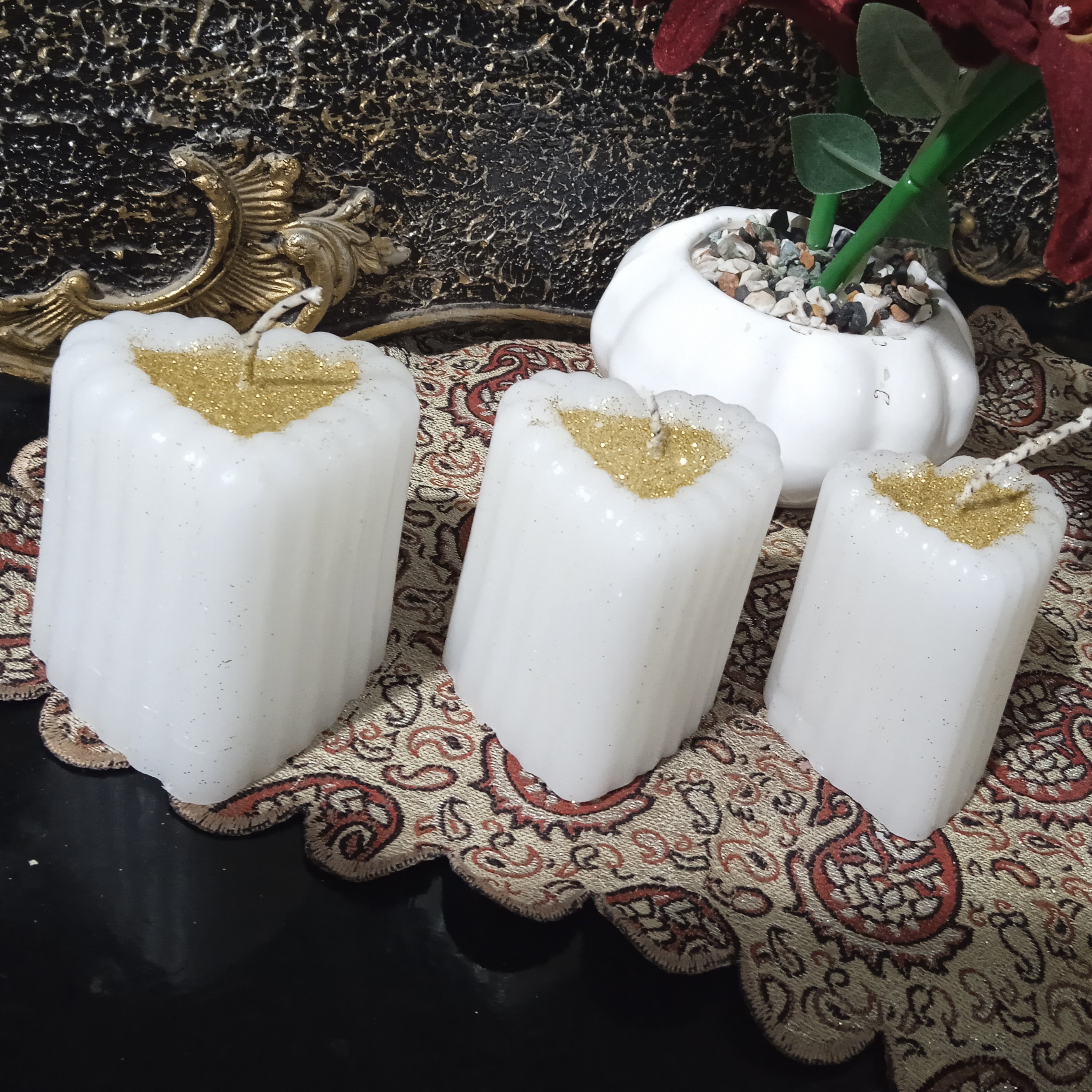 شمع ست قلب اکلیل طلایی