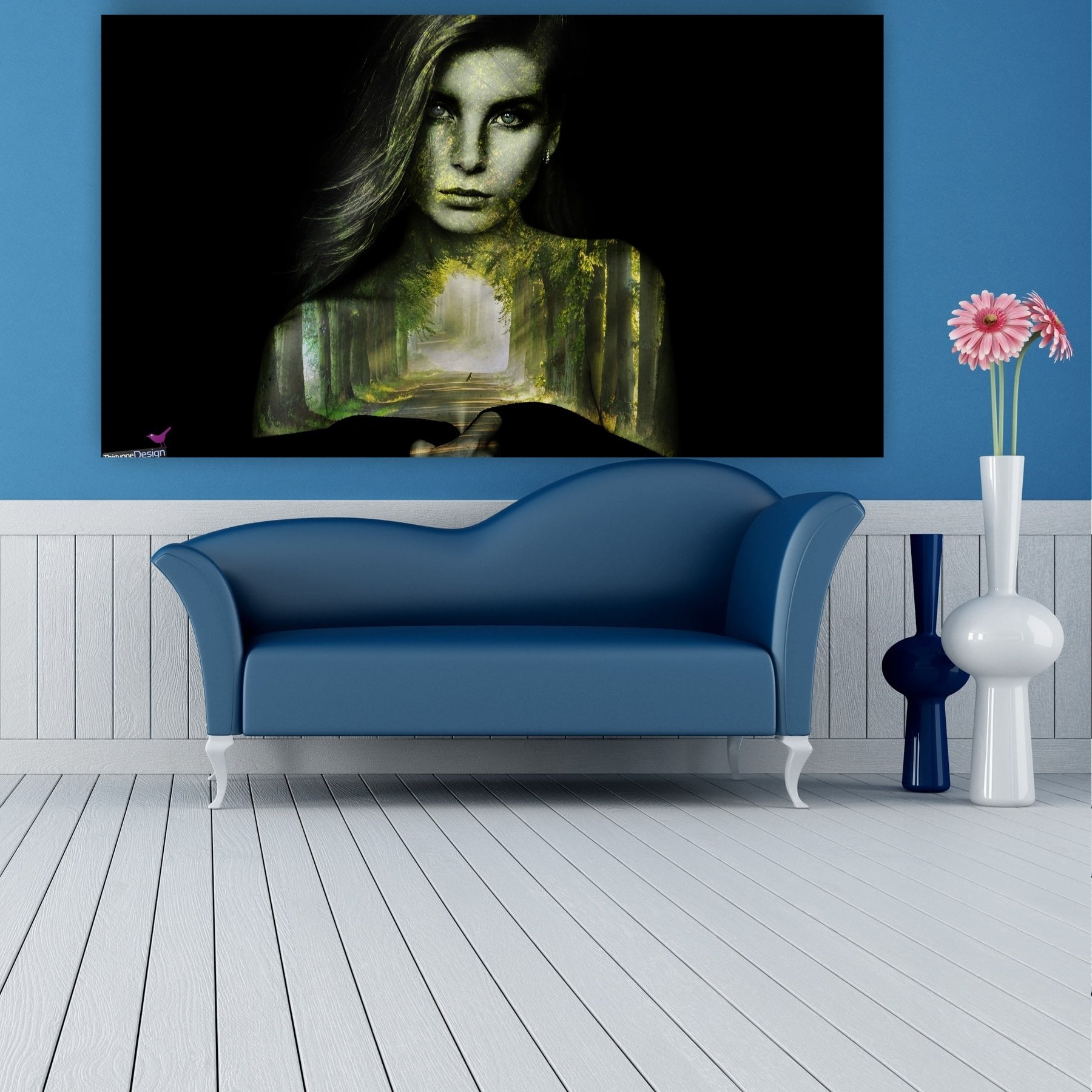 تابلو بوم طرح دختر طبیعت