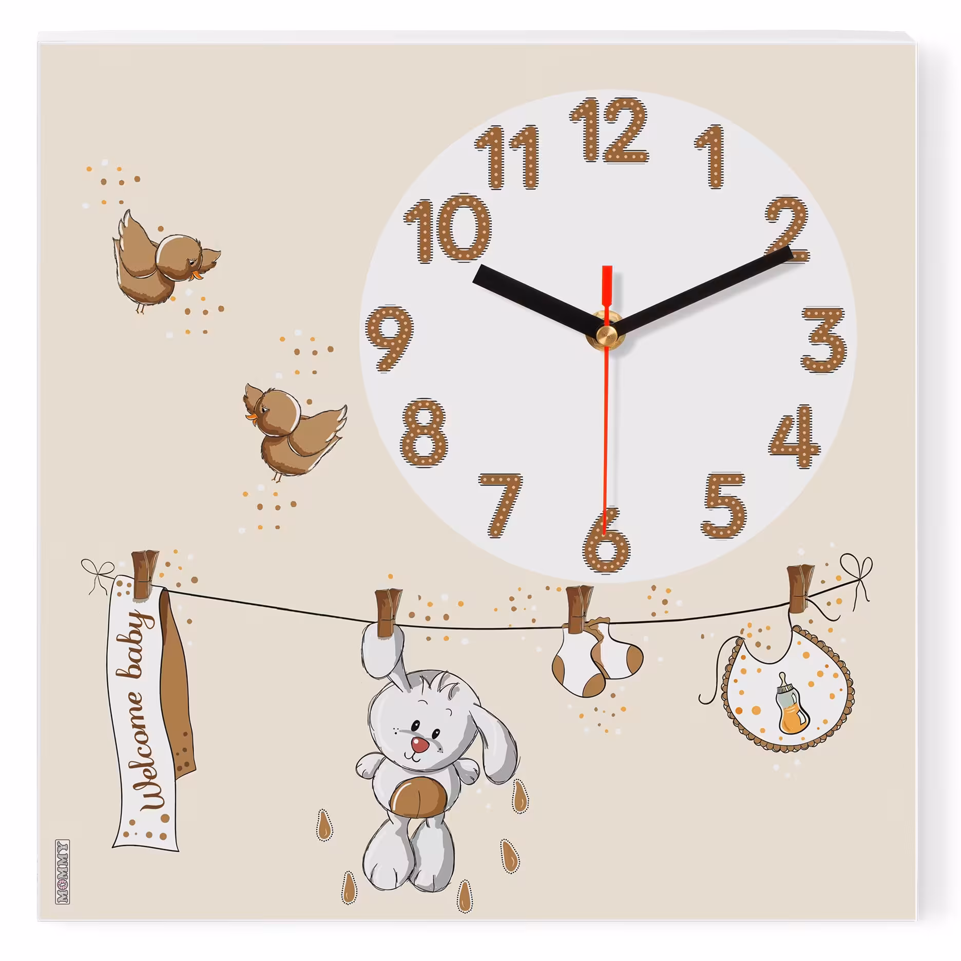 ساعت دیواری کودک MOMMY طرح خرگوش و بندرخت کد 3336
