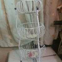 سبد سیب زمینی پیاز فلزی روکش دار سفید، سه طبقه، ارتفاع 66سانت