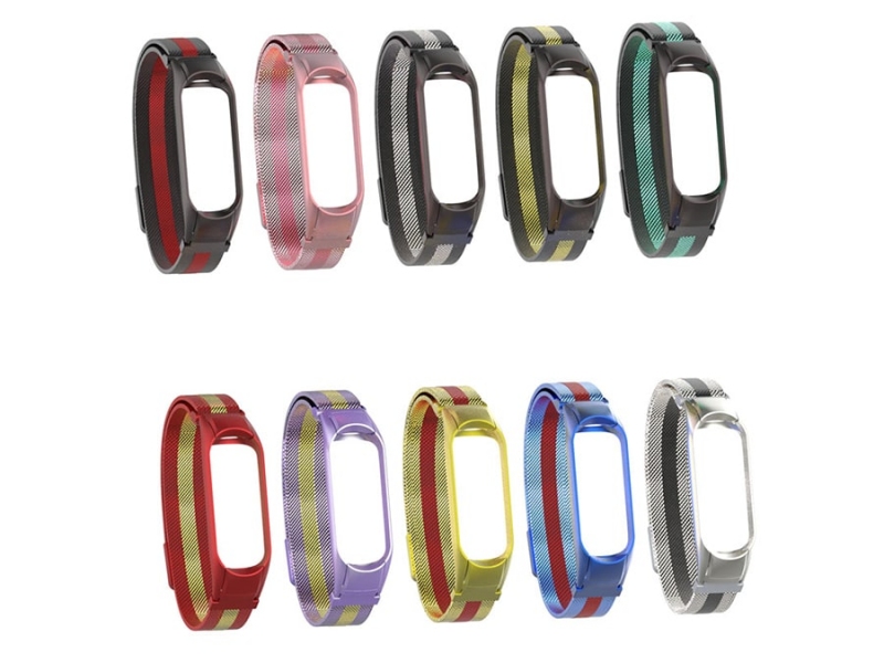 بند فلزی حصیری اسپرت دستبند سلامتی شیائومی می بند 5 Xiaomi Mi Band 5 Sport Metal Magnetic Strap