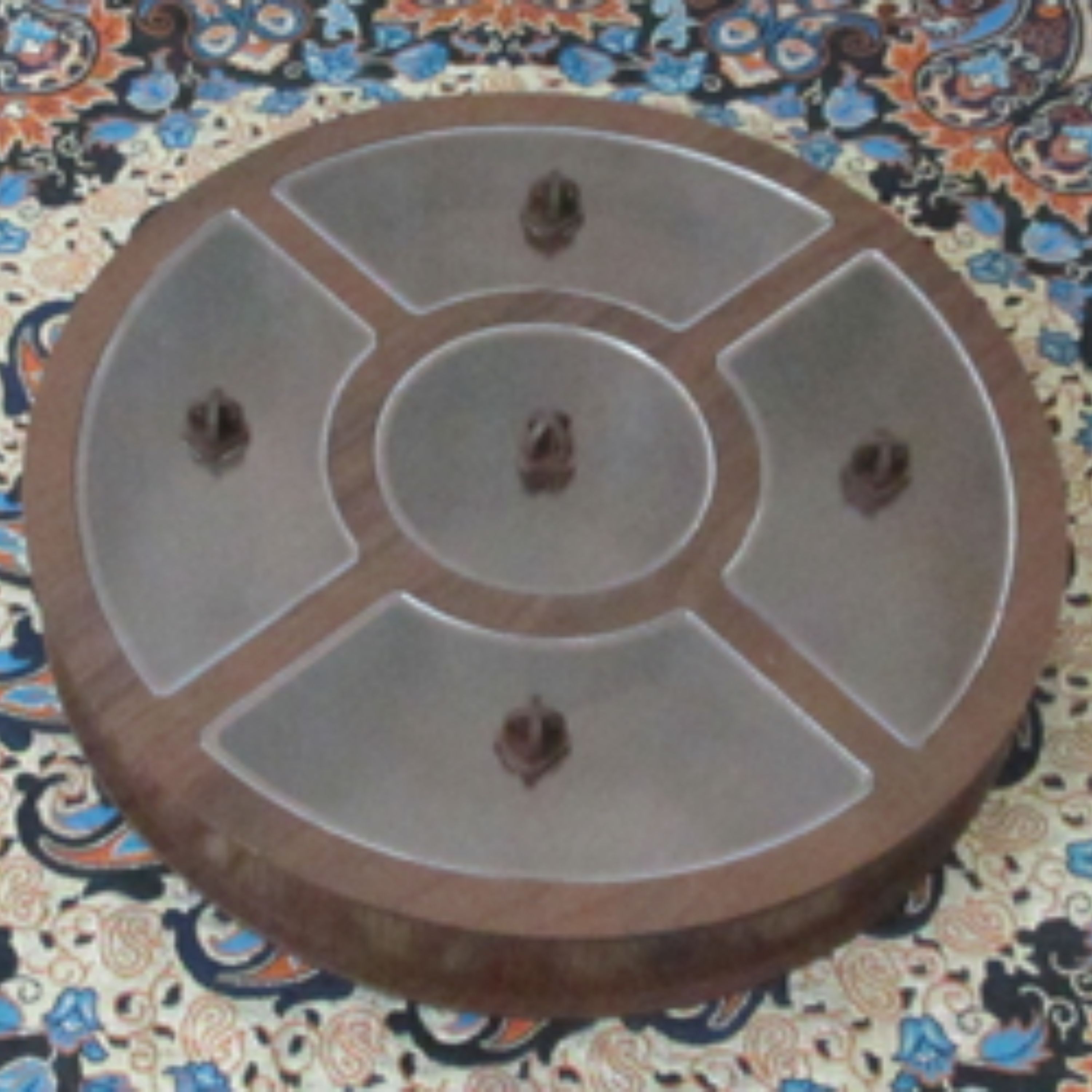 جعبه دمنوش دایره ای ام دی اف قهوه ای تیره 5قسمتی