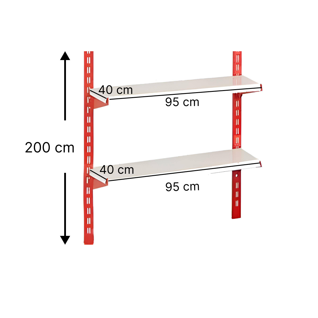 خرید و قیمت قفسه سوپری 2 طبقه سایز 95×40 ارتفاع 200 سانتی متر - قفسه‌بندی وکیلی