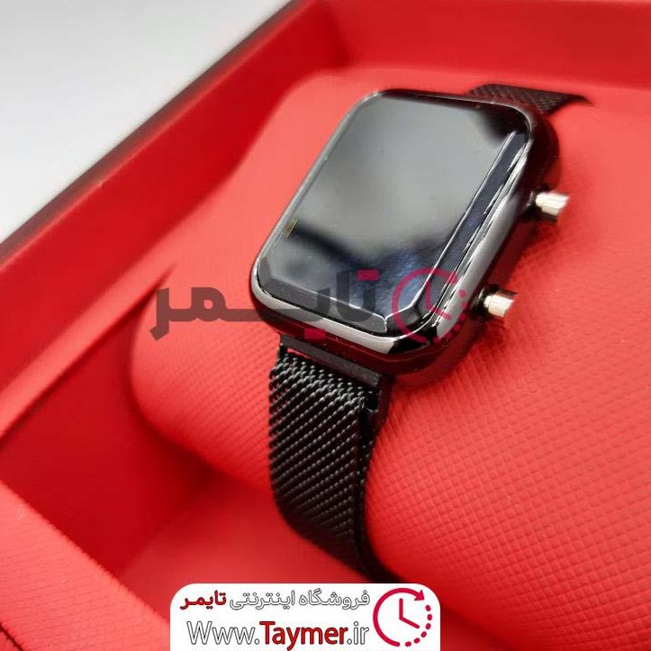 ساعت مچی دیجیتالی زنانه و دخترانه بند حصیری مشکی