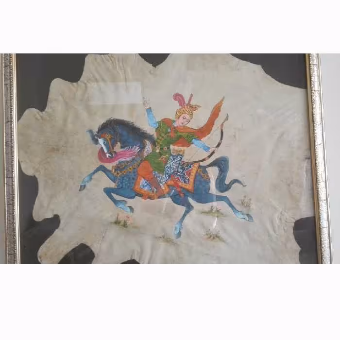 نقاشی آکرلیک روی چرم بز قاب شده (پس کرایه)