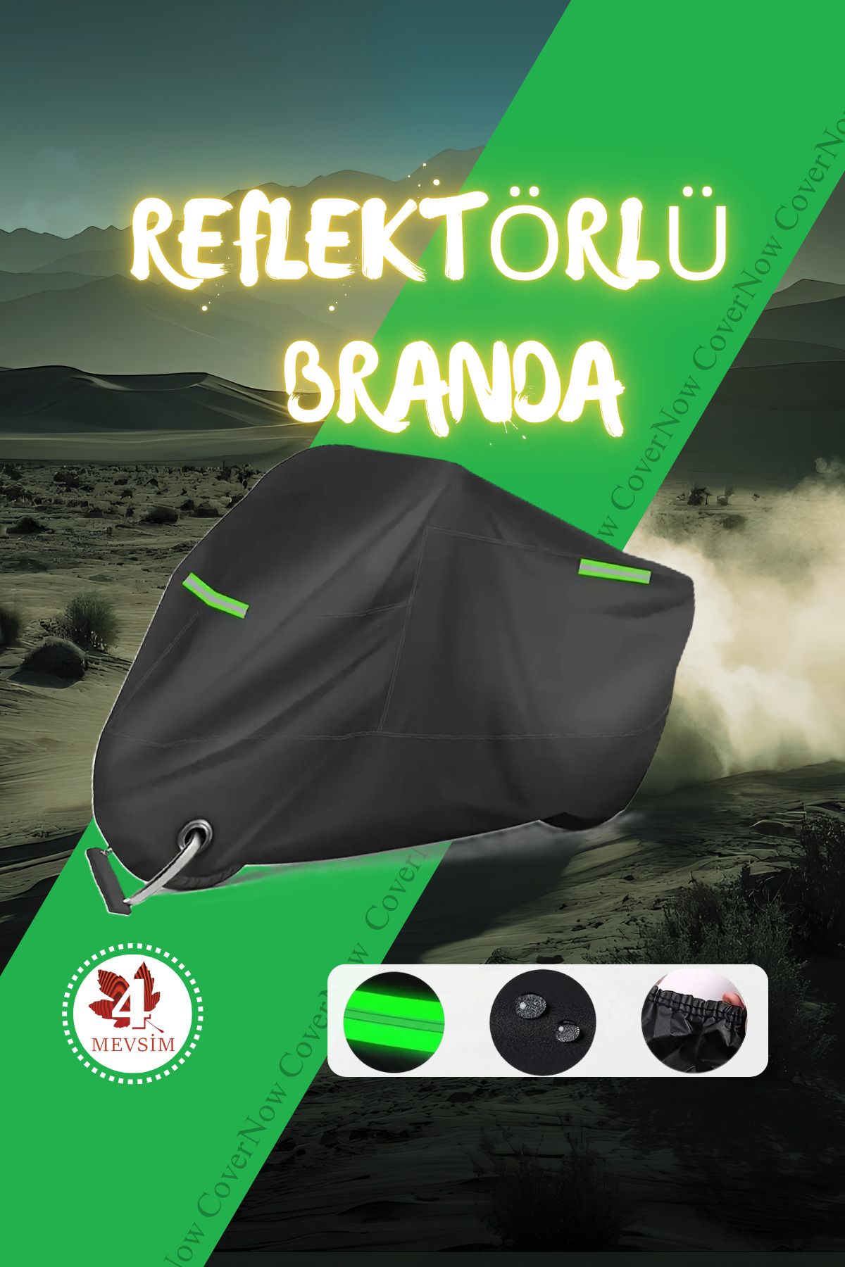 چادر موتورسیکلت مشکی بازتابنده سبز سیاه یاماها X MAX 125 ABS AutoEN