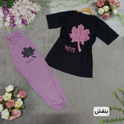 ست تیشرت شلوار برگی اسپان