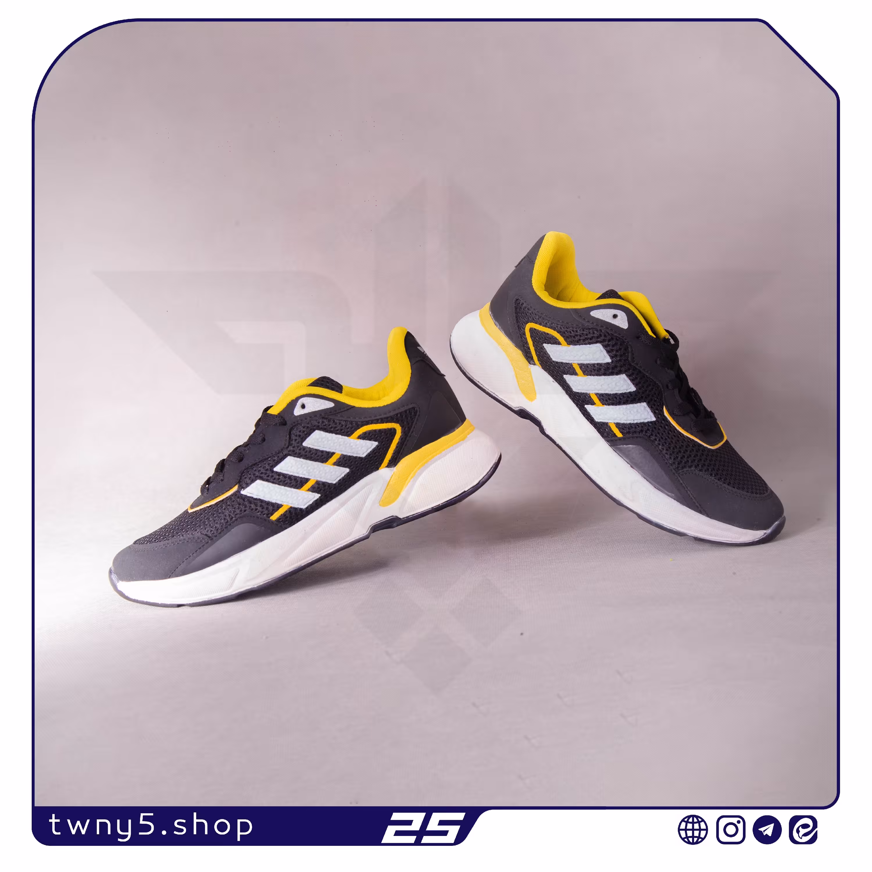 کتونی مردانه مدل آدیداس سناتور رنگ مشکی زرد سایزبندی 41 الی 44