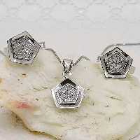 نیم ست نقره تایلندی با آبکاری طلا سفید 