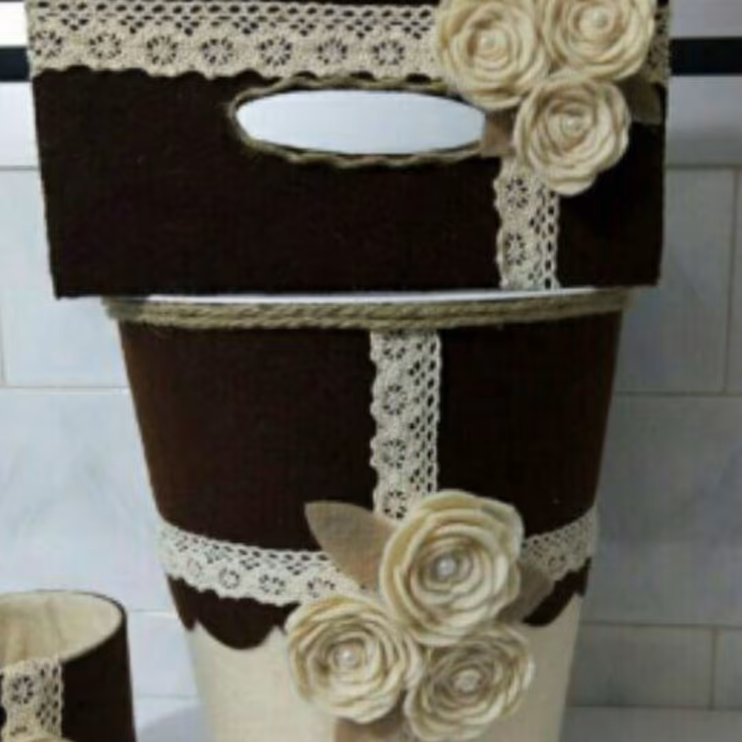 ست سطل و جا دستمال نمدی 