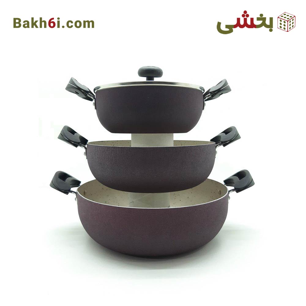 ست 3 تابه دو دسته سلتیک با درب پیرکس