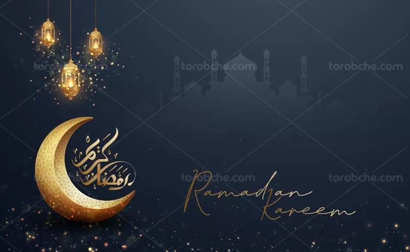 وکتور بک گراند ماه رمضان سورمه ای | گرافیک با طعم تربچه