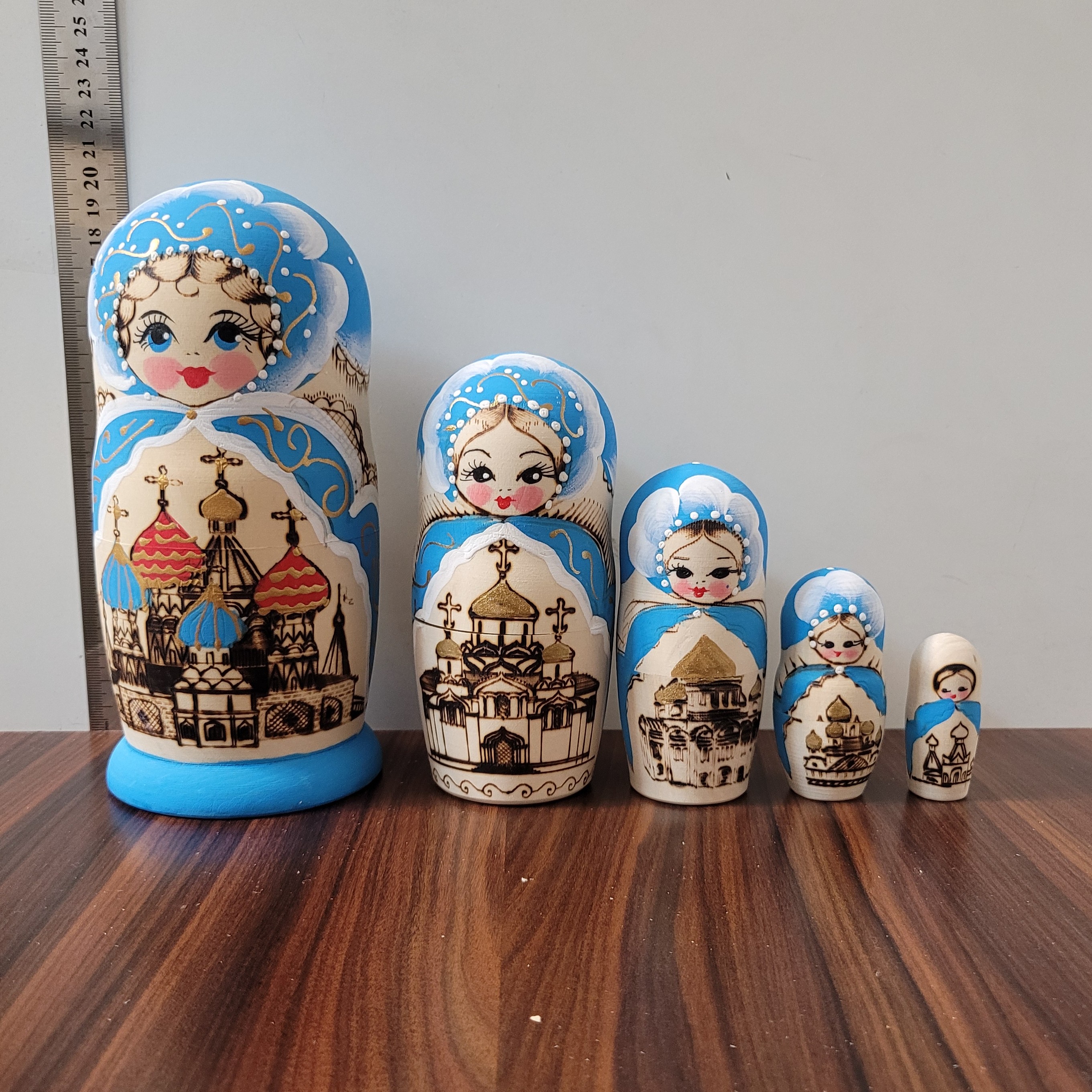 عروسک ماتریوشکا 5 تکه ساخت روسیه کیفیت و رنگ مناسب ماتروشکا روسی