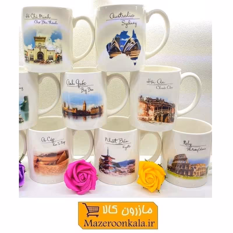 ماگ سرامیکی طرح دار سفید جعبه دار SOO-013