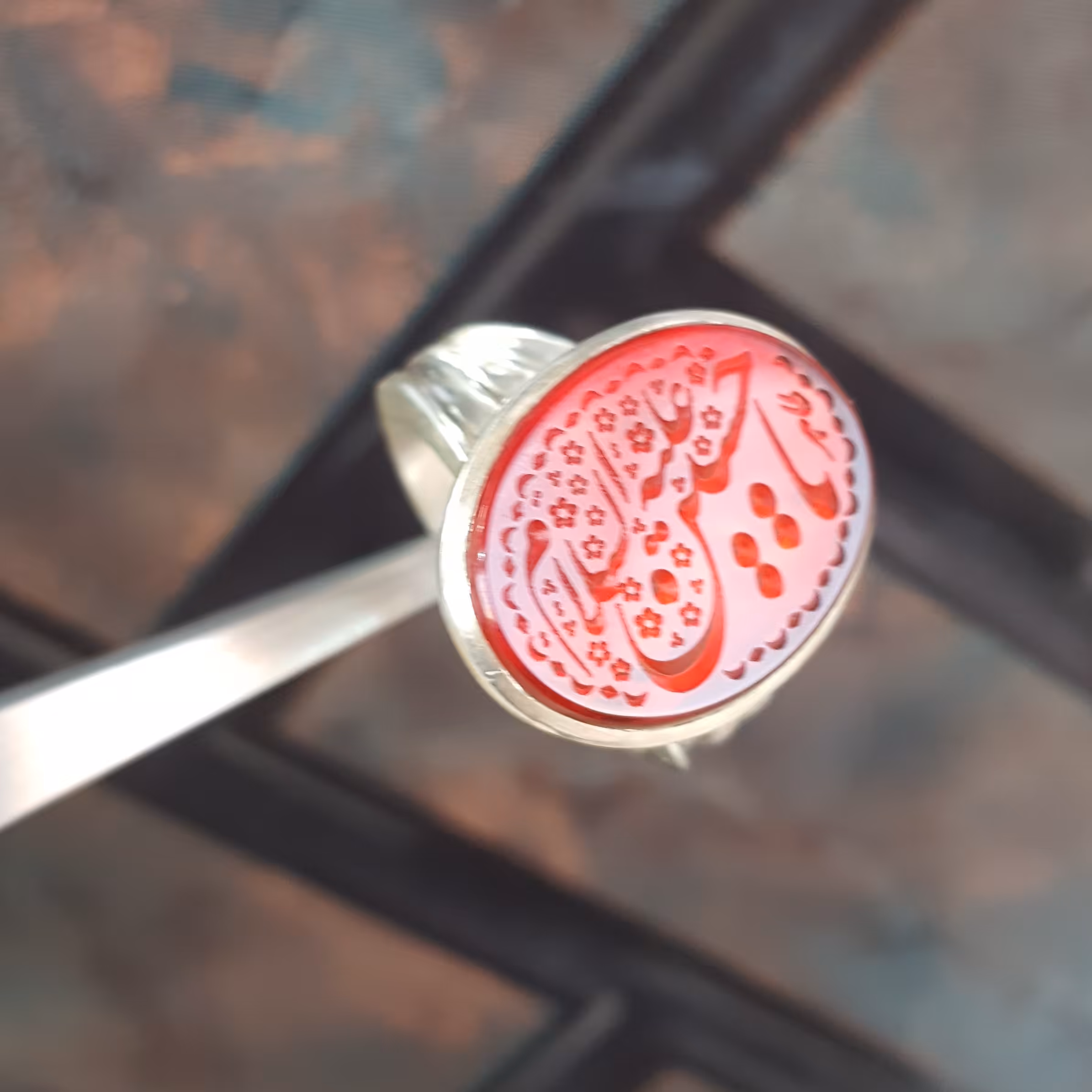 انگشتر  عقیق سرخ خط یا حسین 