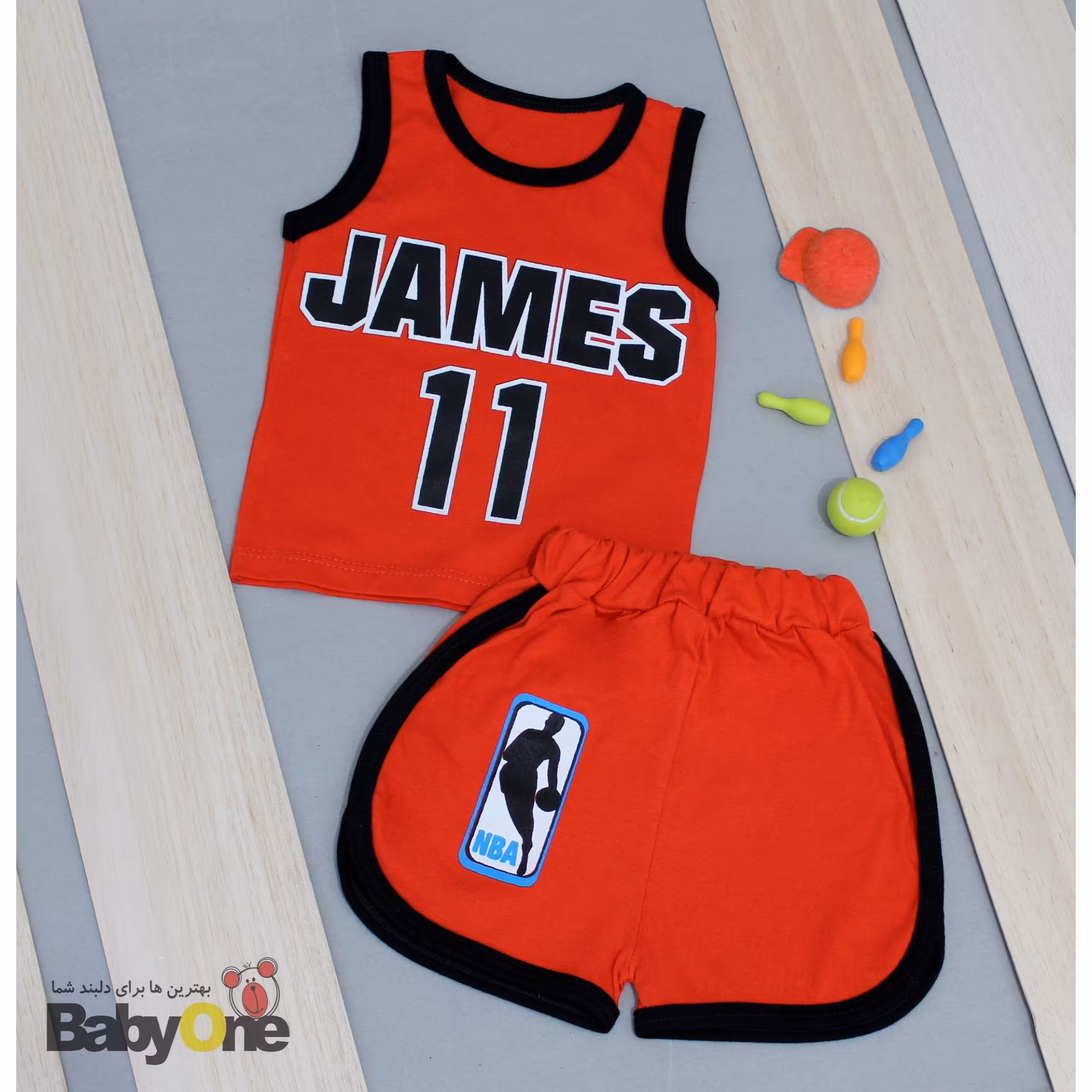 دو تیکه رکابی شورت بسکتبالی قرمز 