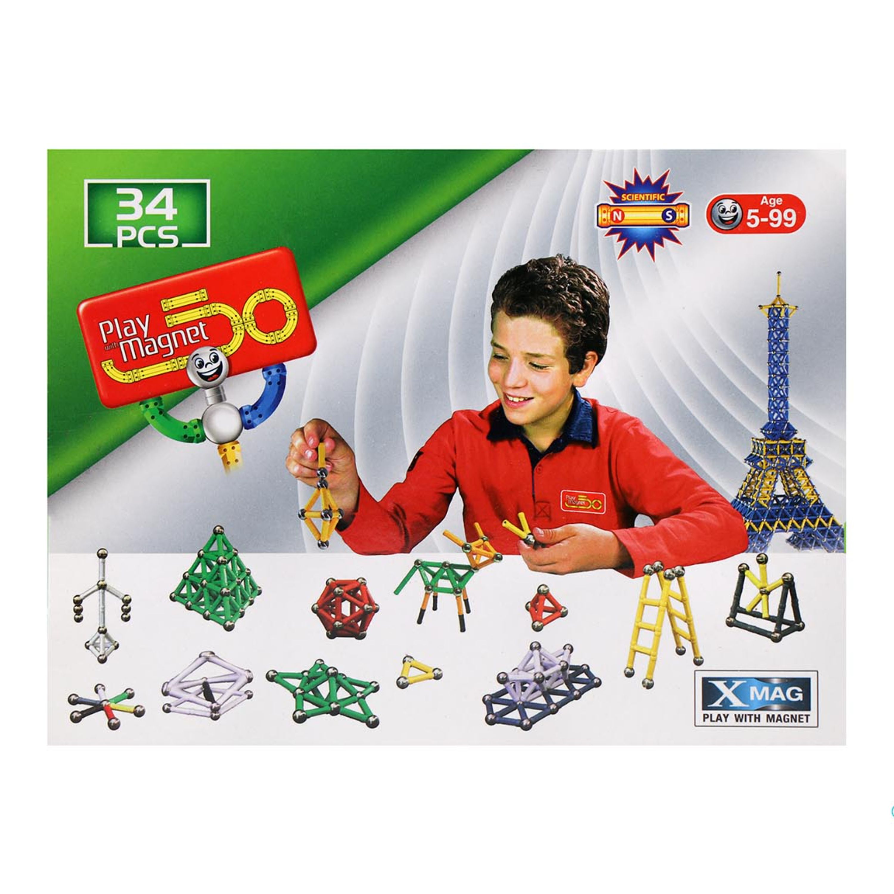 خانه سازی مگنت 34 قطعه مناسب کودکان پنج سال و بالاتر