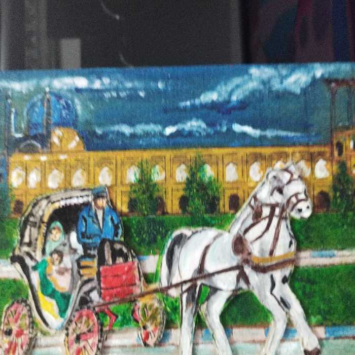 نقاشی برجسته روی چوب دوتکه