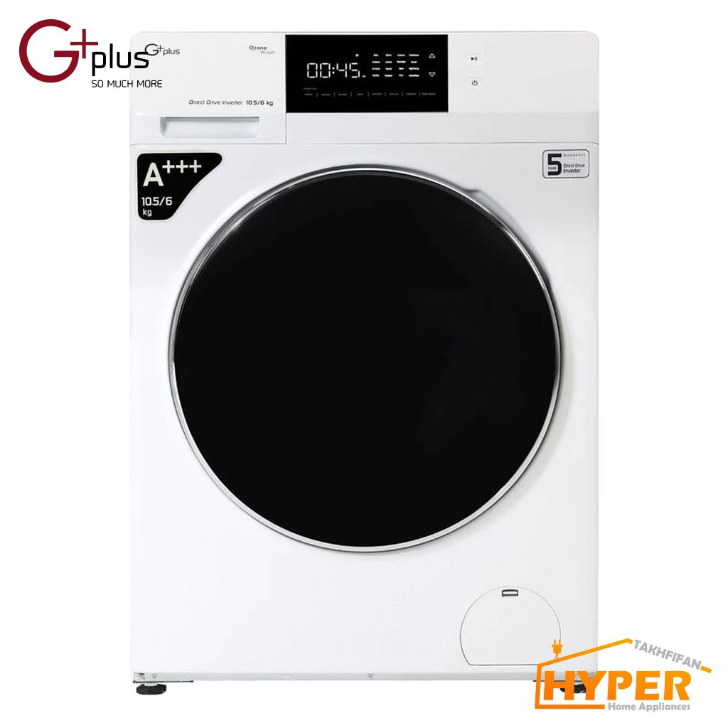 ماشین لباسشویی جی پلاس GWM-MD106W سفید 10.5 کیلویی