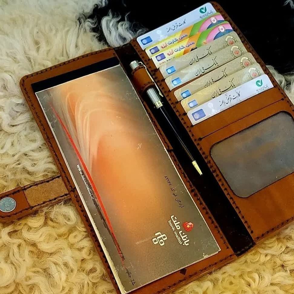 کیف پول و دسته چک چرم طبیعی گاو