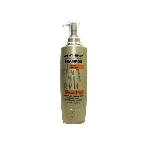 شامپو کراتینه بدون سولفات بیورلی مدل Collagen Protein Keratin حجم 800 میلی لیتر