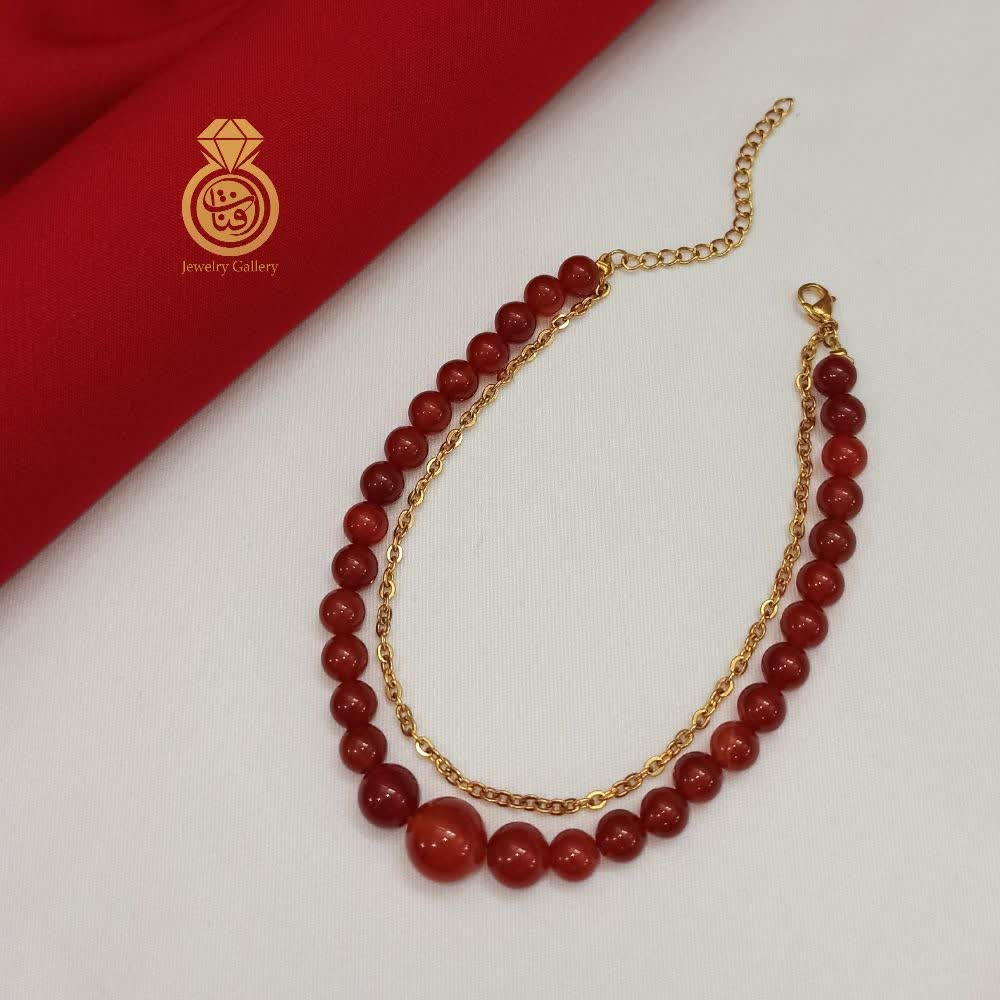 دستبند دولاین استیل و عقیق اصل 