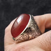 عقیق  خراسونی آلبالویی رکاب قلم گل مخفی