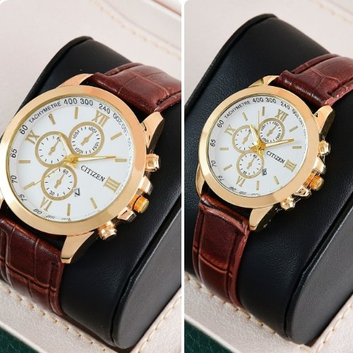 ساعت مردانه و زنانه مارک سیتیزن طرح سه موتوره بند چرمی_ تک 230 هزار_ست 460 هزار