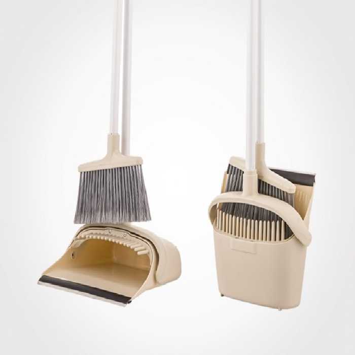 ست جاروخاک انداز دسته بلند مخزن دار – لیمون