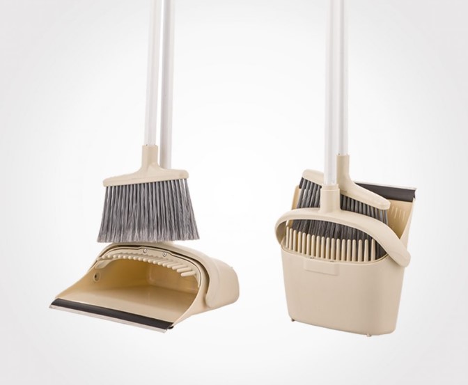 ست جاروخاک انداز دسته بلند مخزن دار – لیمون