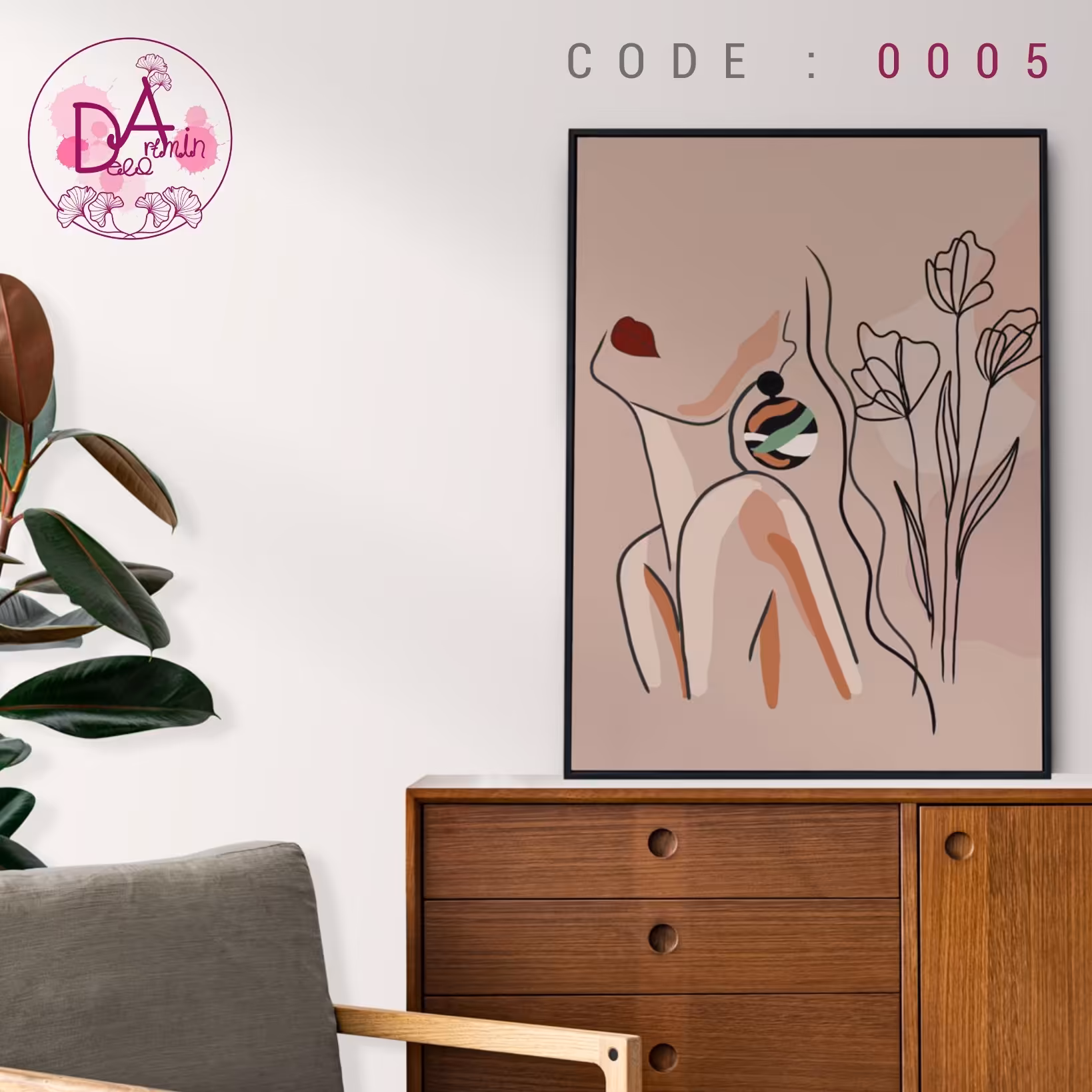 تابلو دکوراتیو هنری مینیمال در ابعاد 20x30 با قاب 2 سانت 