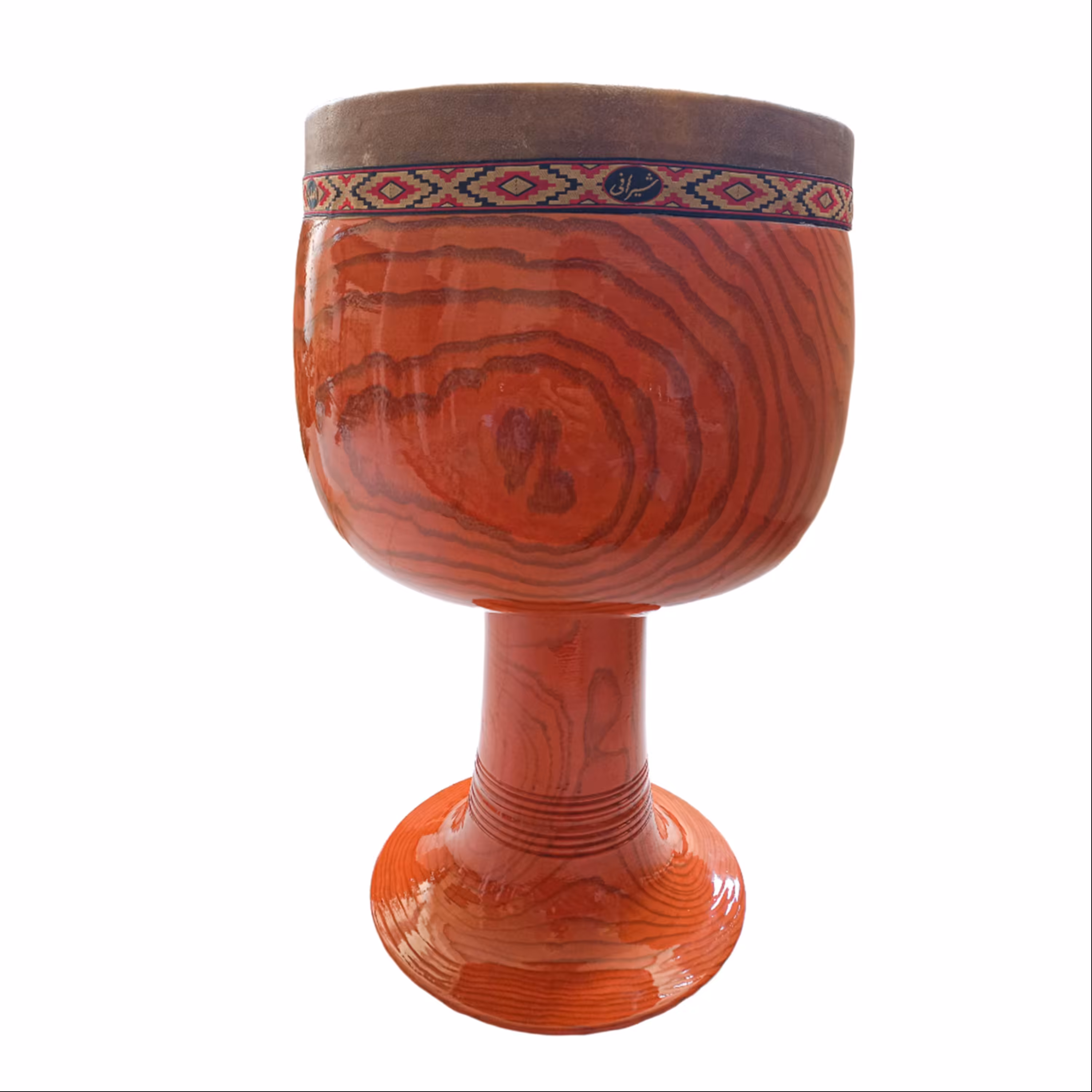 تنبک شیرانی 4 مهر چوب زبان گنجشک رگه دار  همراه با کاور