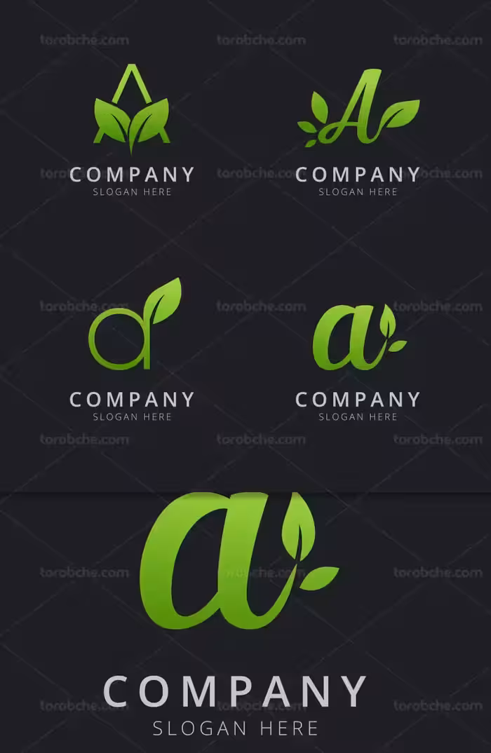 وکتور لوگو حرف A سبز | گرافیک با طعم تربچه