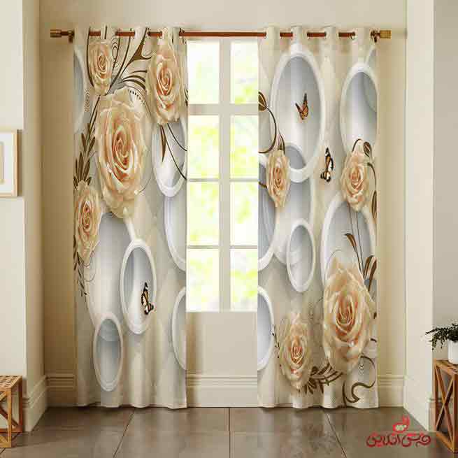 پرده 2عددی رز طلایی و حلقه کد 2546