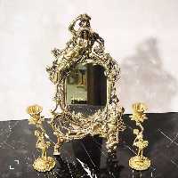 آینه مادر و پسربچه برنزی بسیار زیبا و چشمنواز        