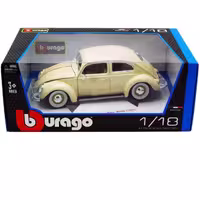 ماکت ماشین فلزی فولکس بیتل بوراگو volks wagen Burago رنگ کرم مقیاس 1 به 18