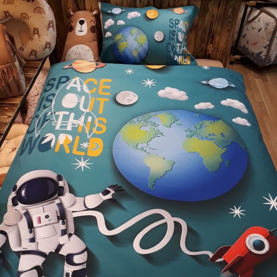 ست روتختی سه بعدی پسرانه طرح آدم فضایی پارچه میکرو مدل دوخت کاور 5 تیکه با ضمانت سه سال  طراحی خاص مخصوص خودت داشته باش