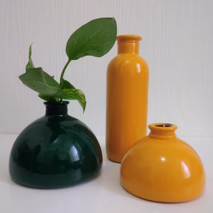 مجموعه سه عددی گلدان رنگی در سه مدل مناسب گل طبیعی