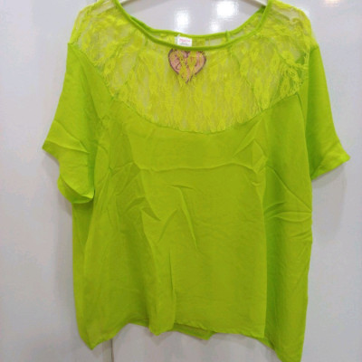 شومیز حریر آستین کوتاه بالا گیپور