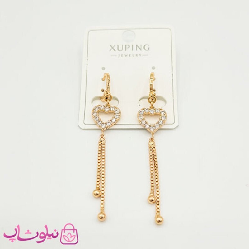 گوشواره آویز ژوپینگ مدل قلب توخالی کد 1391