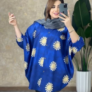 پانچو زنانه داکرون مدل چاپی