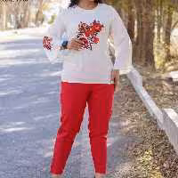 ست شومیزشلوارزنانه(یلدایی)اناروشکوفه جنس الیزه ومازراتی فری سایز38تا42 ارسال رایگان به تمام نقاط کشورپوشاک زنانه نرگس 