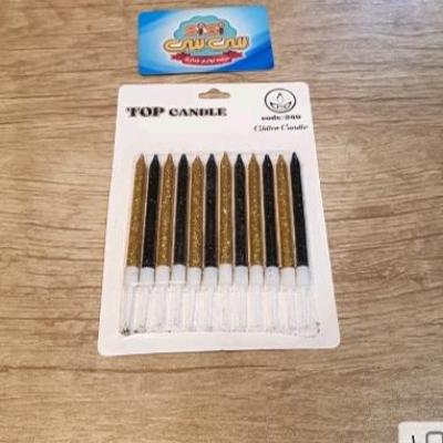 شمع قلمی مشکی طلایی