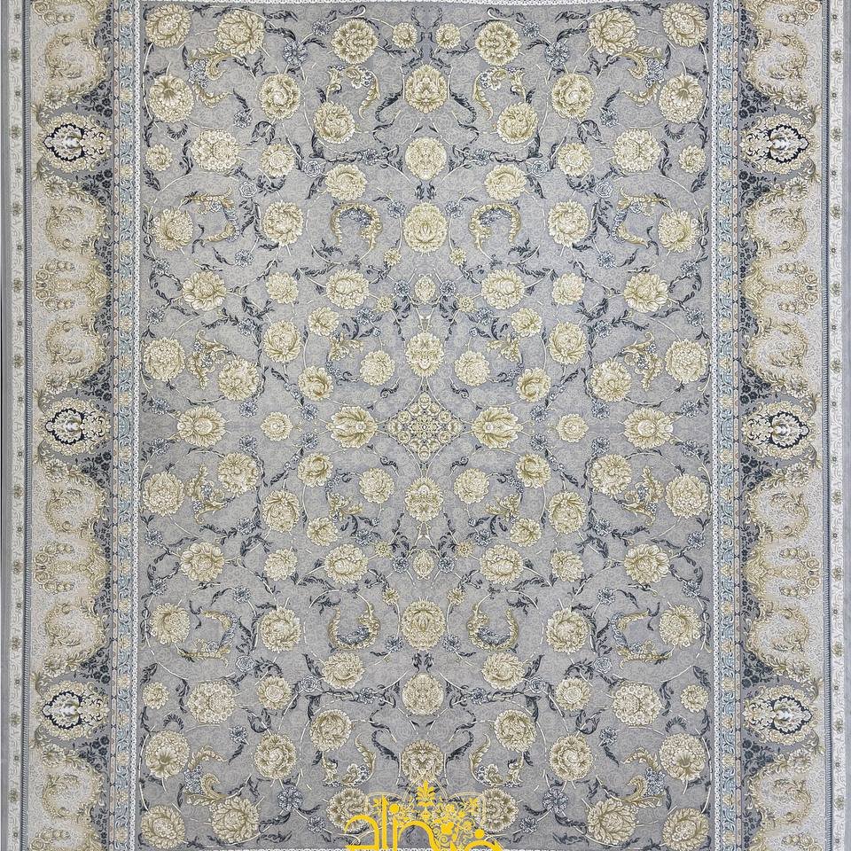 فرش 1200شانه برجسته تراکم 3600 طرح افشان لیدا نقره ایی