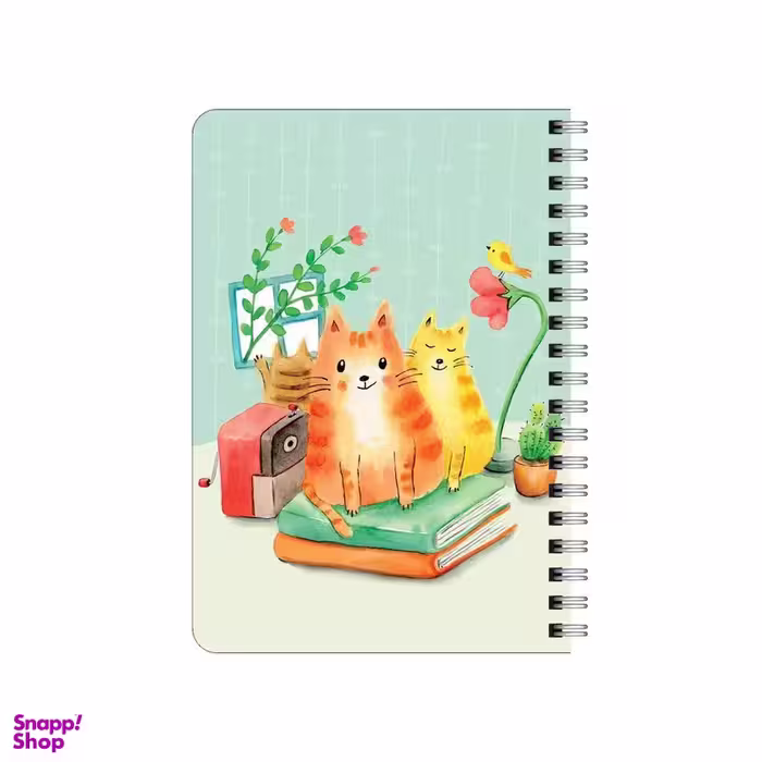 دفترچه یادداشت بامبیلیپ مدل چوبی طرح گربه ها و کتاب و گل کد 4366134