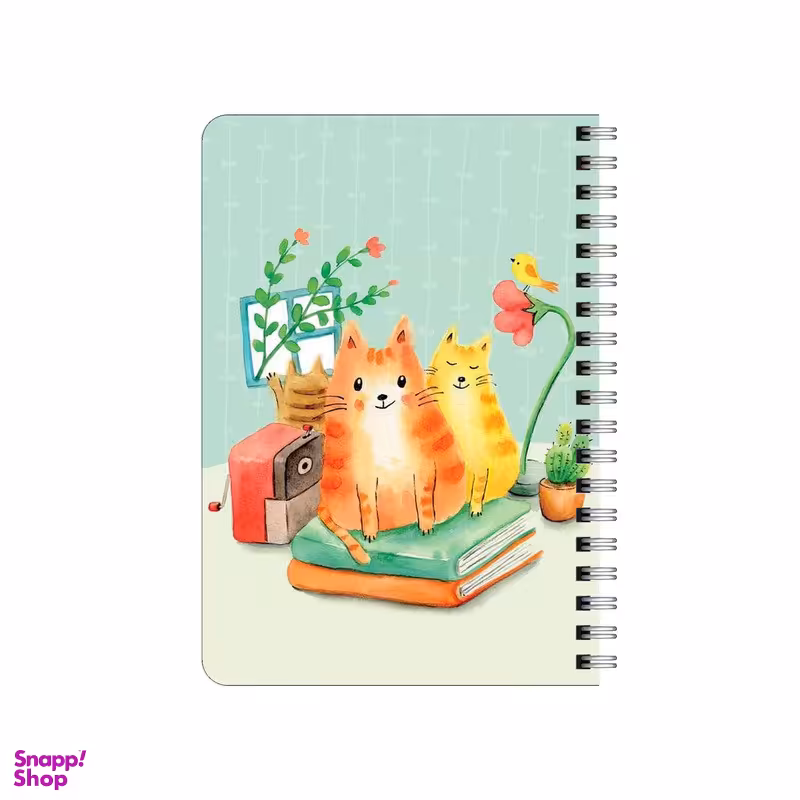 دفترچه یادداشت بامبیلیپ مدل چوبی طرح گربه ها و کتاب و گل کد 4366134