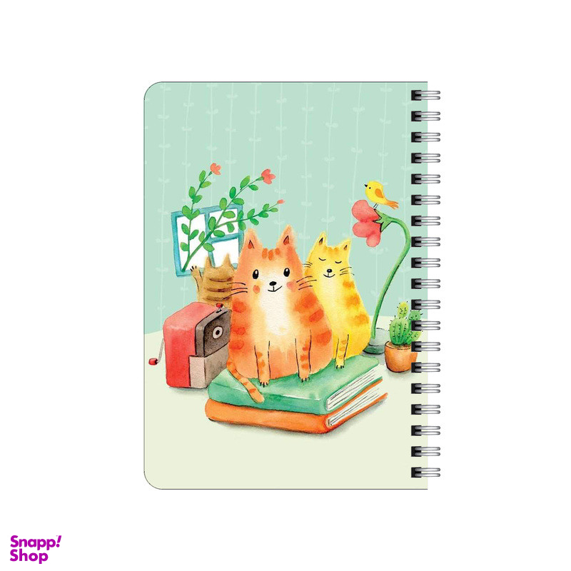 دفترچه یادداشت بامبیلیپ مدل چوبی طرح گربه ها و کتاب و گل کد 4366134